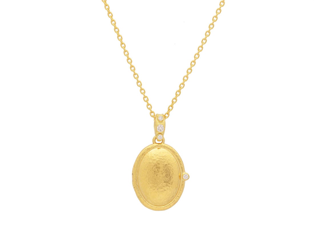Gurhan Locket Collection 22kt Yellow Gold Oval Locket Pendant Necklace with Diamond