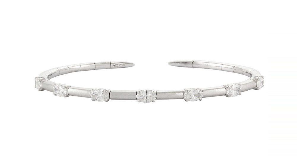 Etho Maria “Dolce” Oval Diamond Cuff Bracelet in Platinum