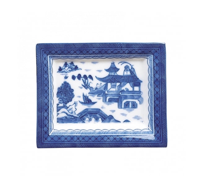 Blue Canton Rectangular Tray, Large
