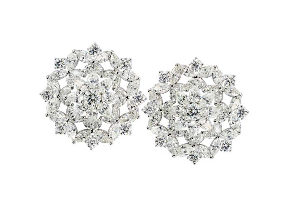 Etho Maria Mixed Diamond Flower Earrings 18kt White Gold