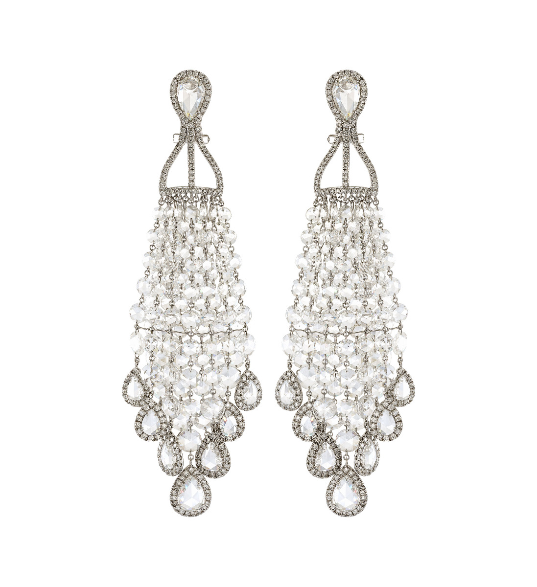 Diamond Drop Earrings in 18kt White Gold