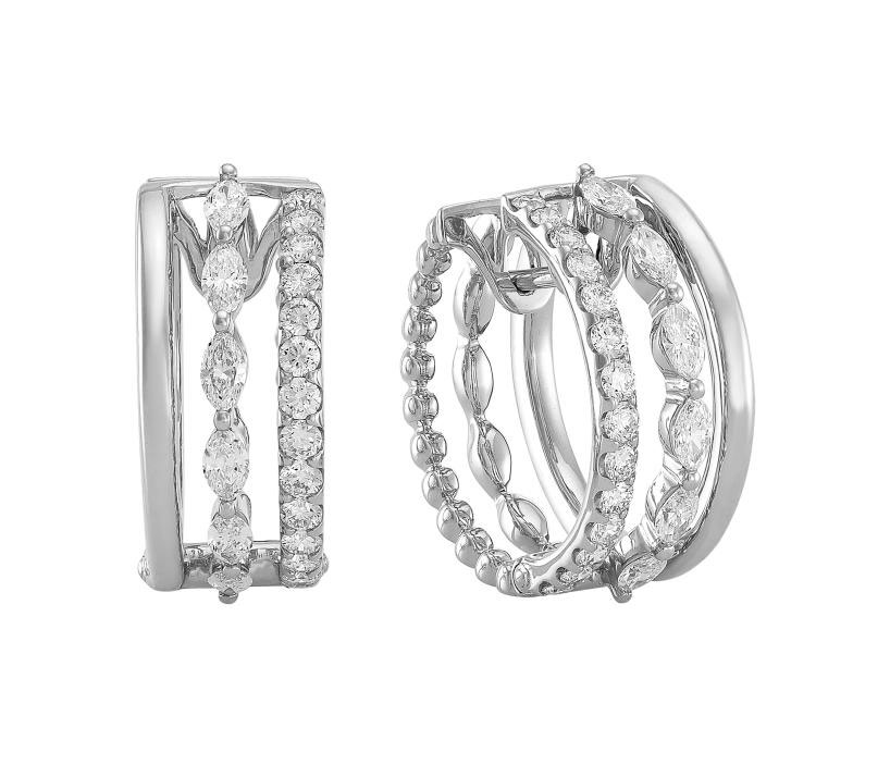 "My Etho" Diamond Huggie Earrings in 18kt White Gold