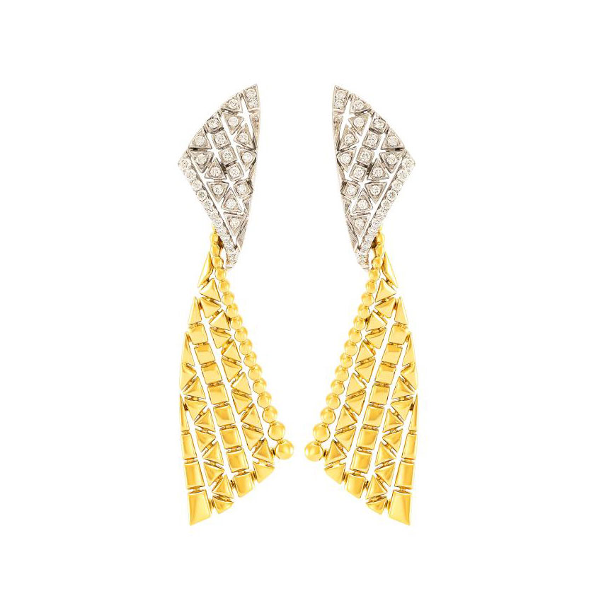 Reflexion Diamond Drop Earrings in 18kt Yellow Gold