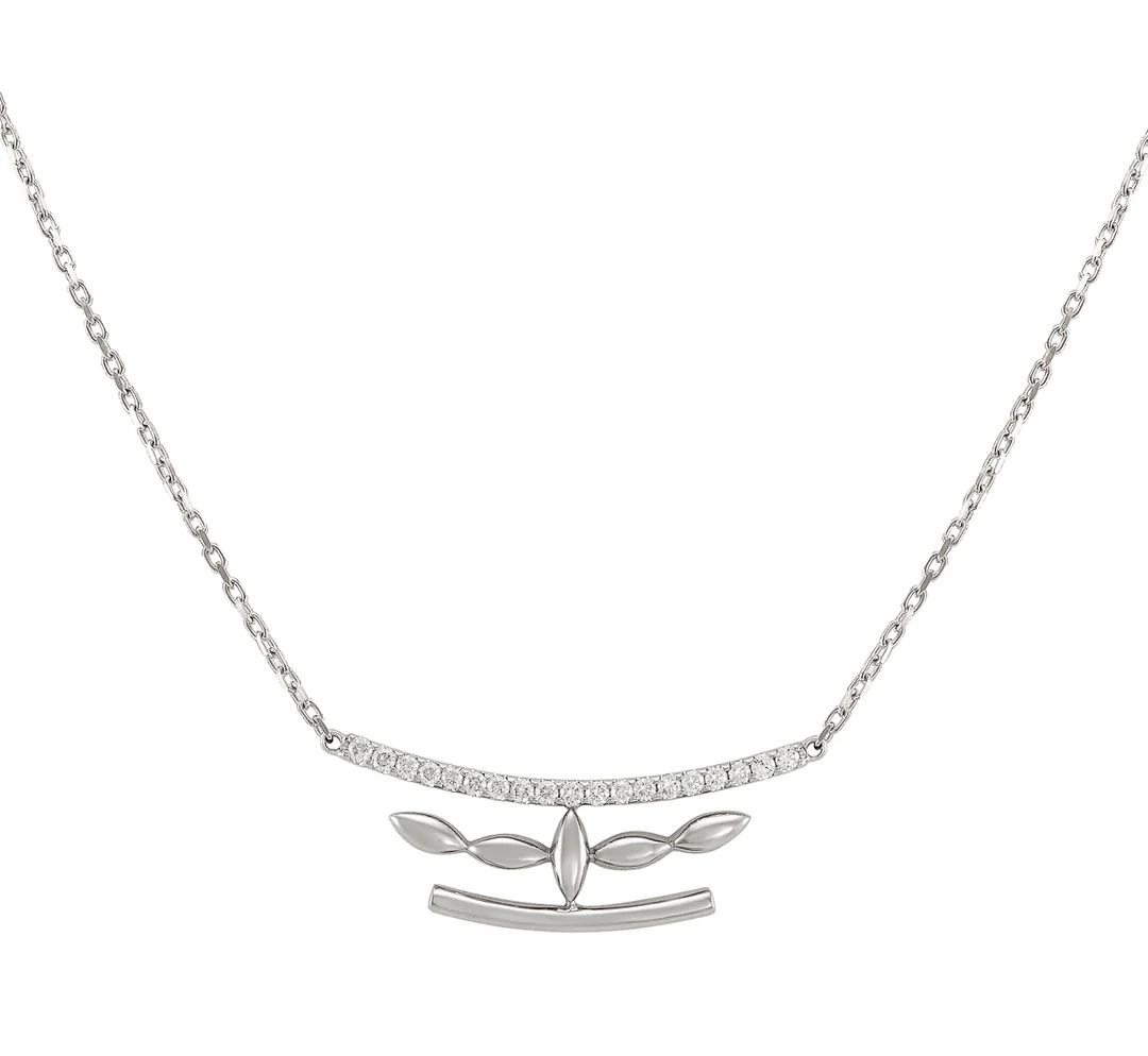 Diamond Bar Necklace in 18kt White Gold