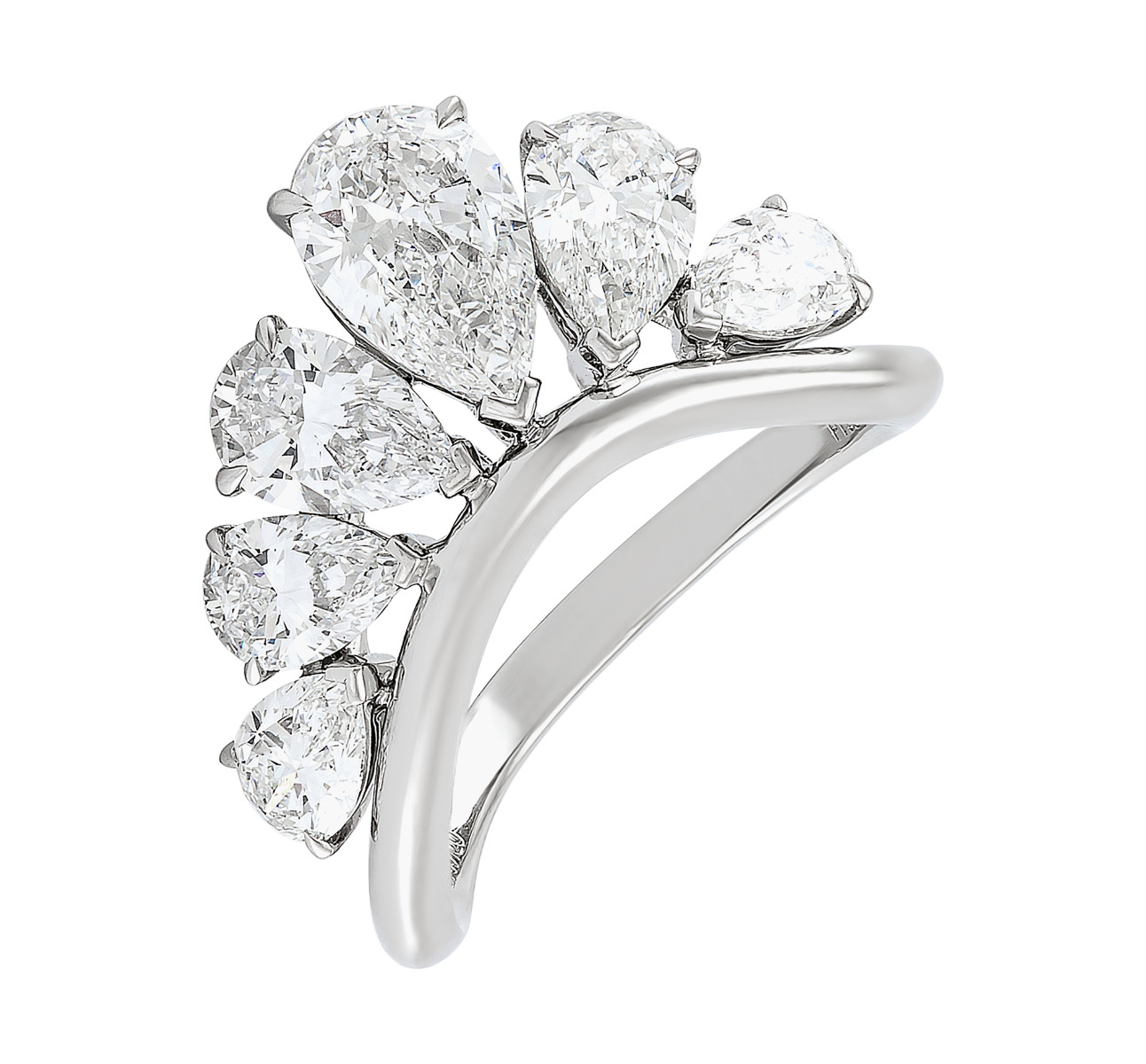 Etho Maria Pear-Shaped Diamond Ring in Platinum