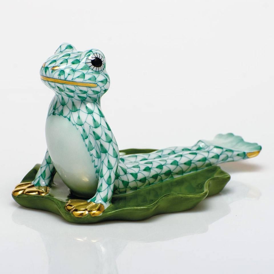 Herend Yoga Frog in Cobra Pose - Green
