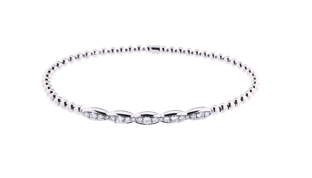 "Tresore" Stretch Bracelet in 18kt White Gold with Pave Diamonds 