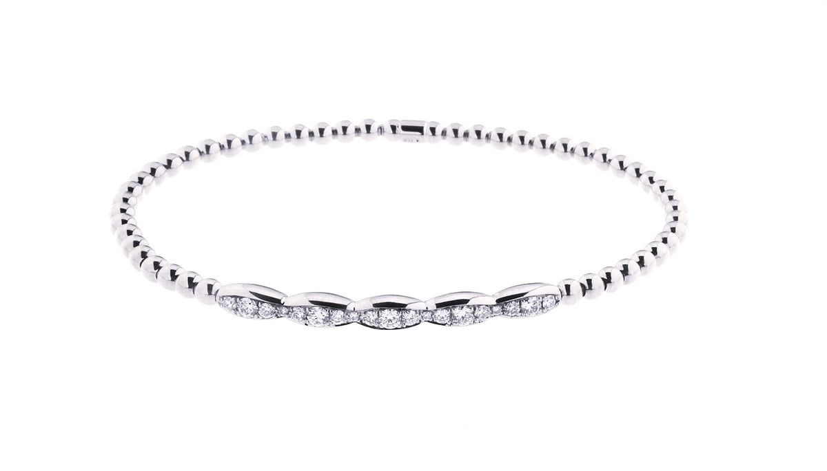 Hulchi Belluni "Tresore" Stretch Bracelet in 18kt White Gold with Pave Diamonds