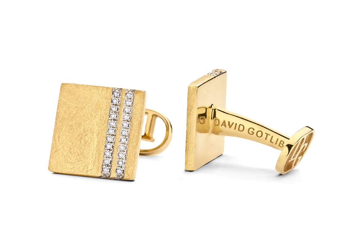 David Gotlib "Illumination" Square Diamond Cufflinks in 18kt Yellow Gold
