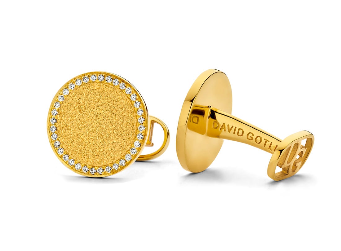 David Gotlib "Illumination" Round Diamond Cufflinks in 18kt Yellow Gold