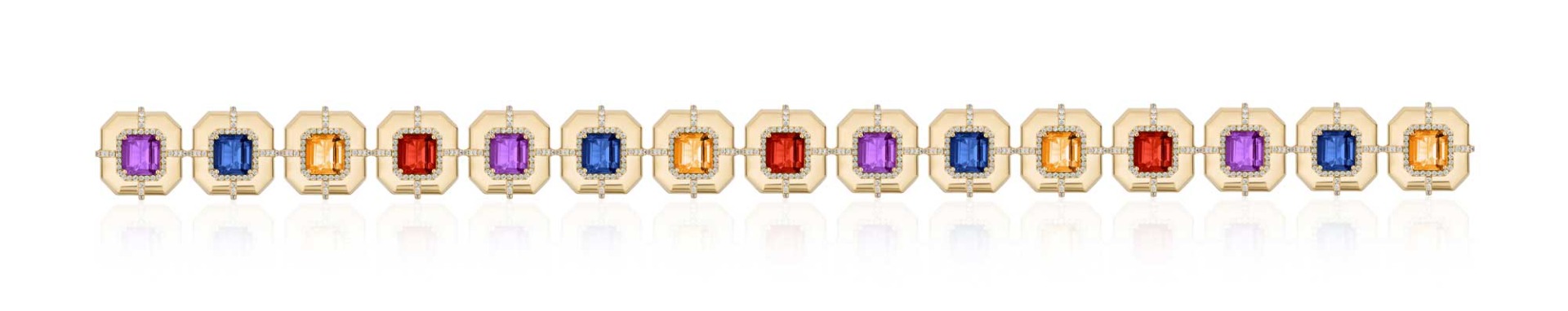 "Limited Edition" Multi-Color Asscher-Cut Medallion Bracelet