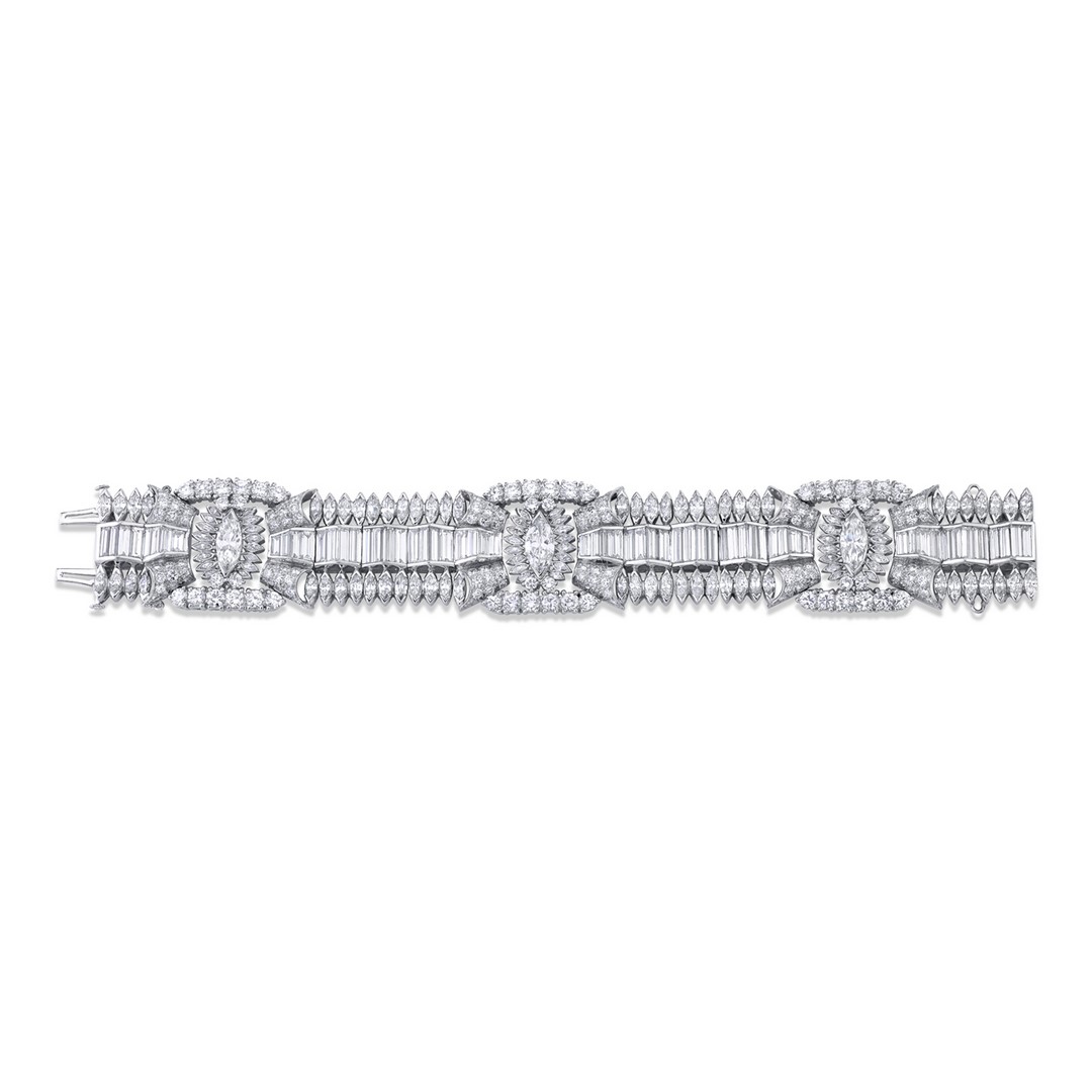 Louis Anthony Jewelers Diamond Art Deco Platinum Bracelet