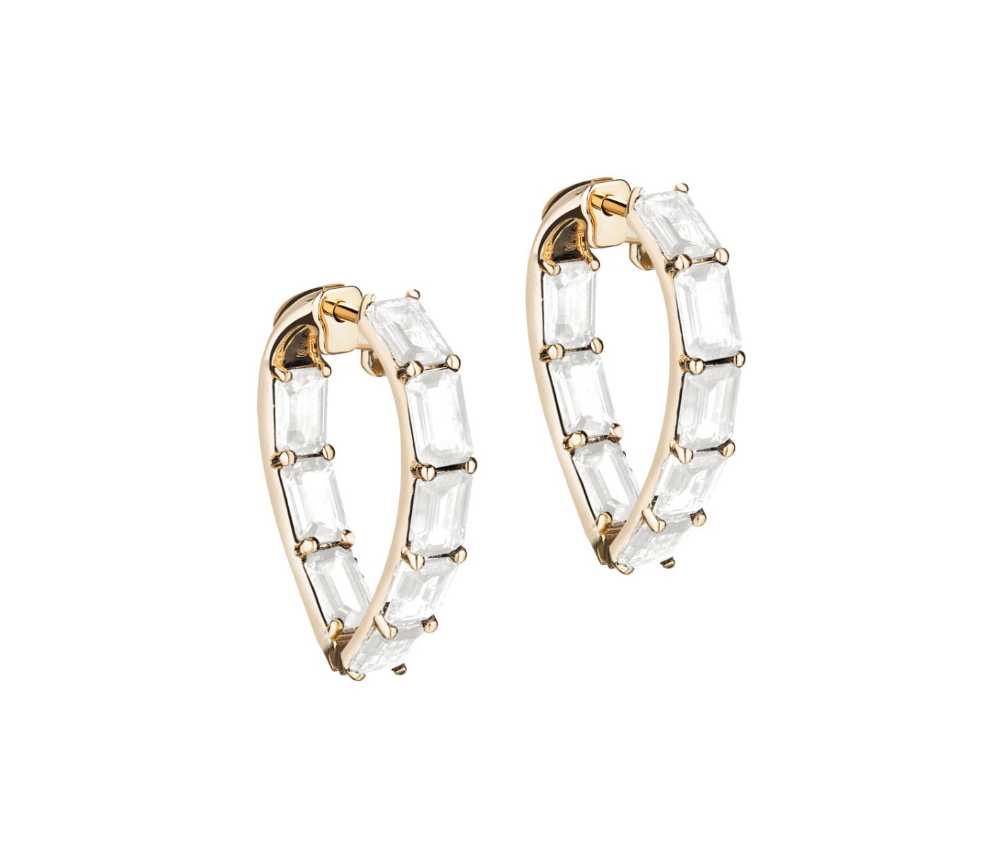 "Gossip" Heart Shape Moon Quartz Hoop Earrings In 18kt Yellow Gold