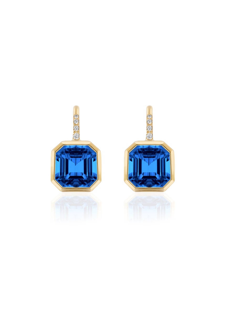 Goshwara "Gossip" London Blue Topaz & Diamond Earrings In 18kt Yellow Gold