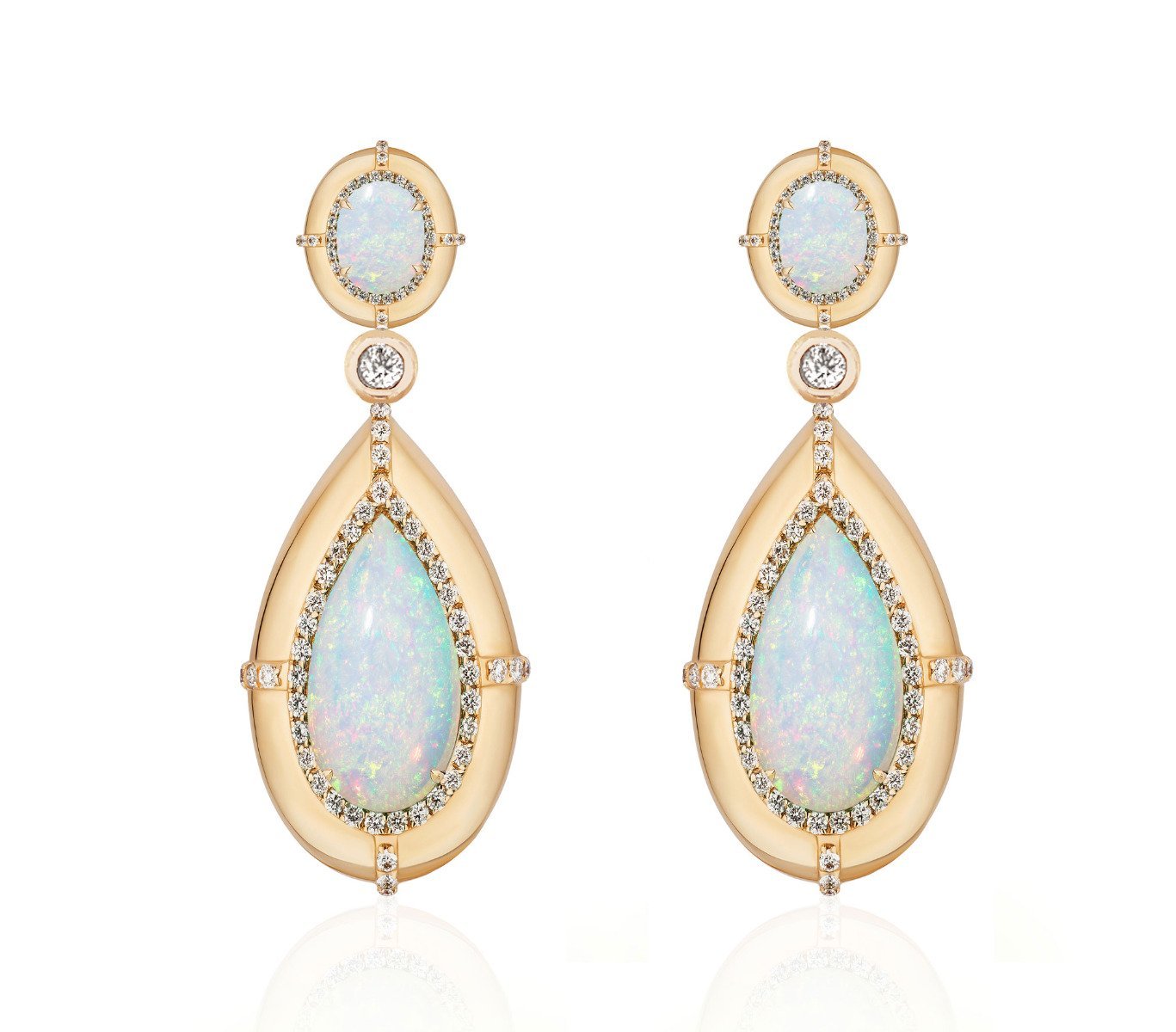 Goshwara "G-One" Opal Drop Earrings with Diamonds