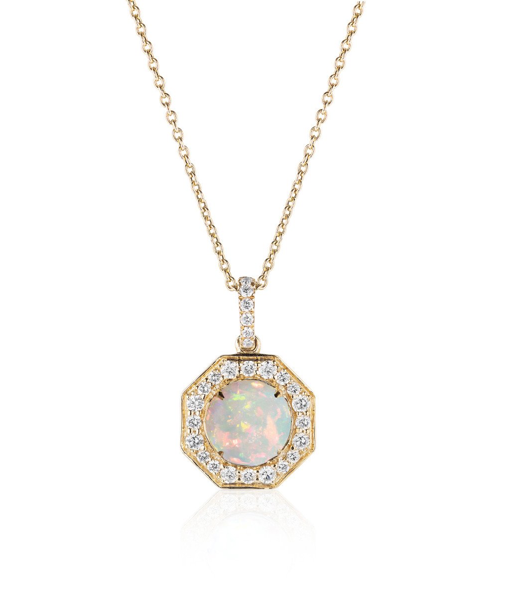 Goshwara "Rock N Roll" Opal Pendant Necklace with Diamonds
