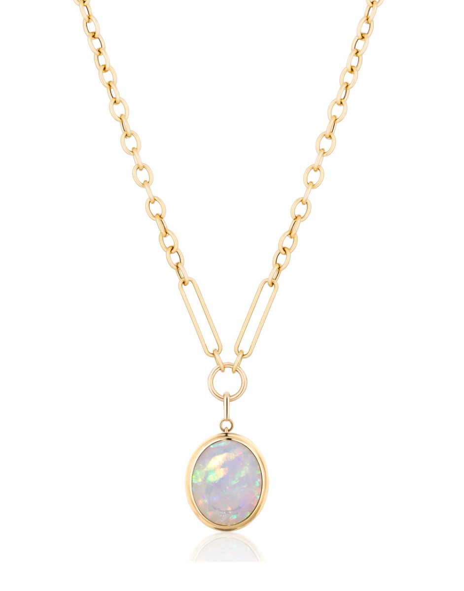"G-One" Opal Cabochon Pendant Necklace