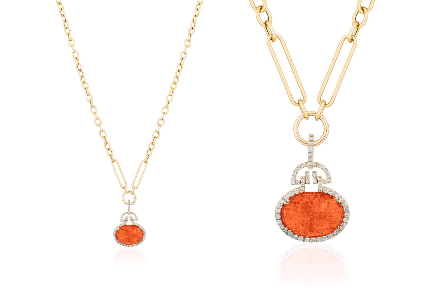 Goshwara "G-One" Mandarin Pendant Necklace With Diamonds In 18kt Yellow Gold