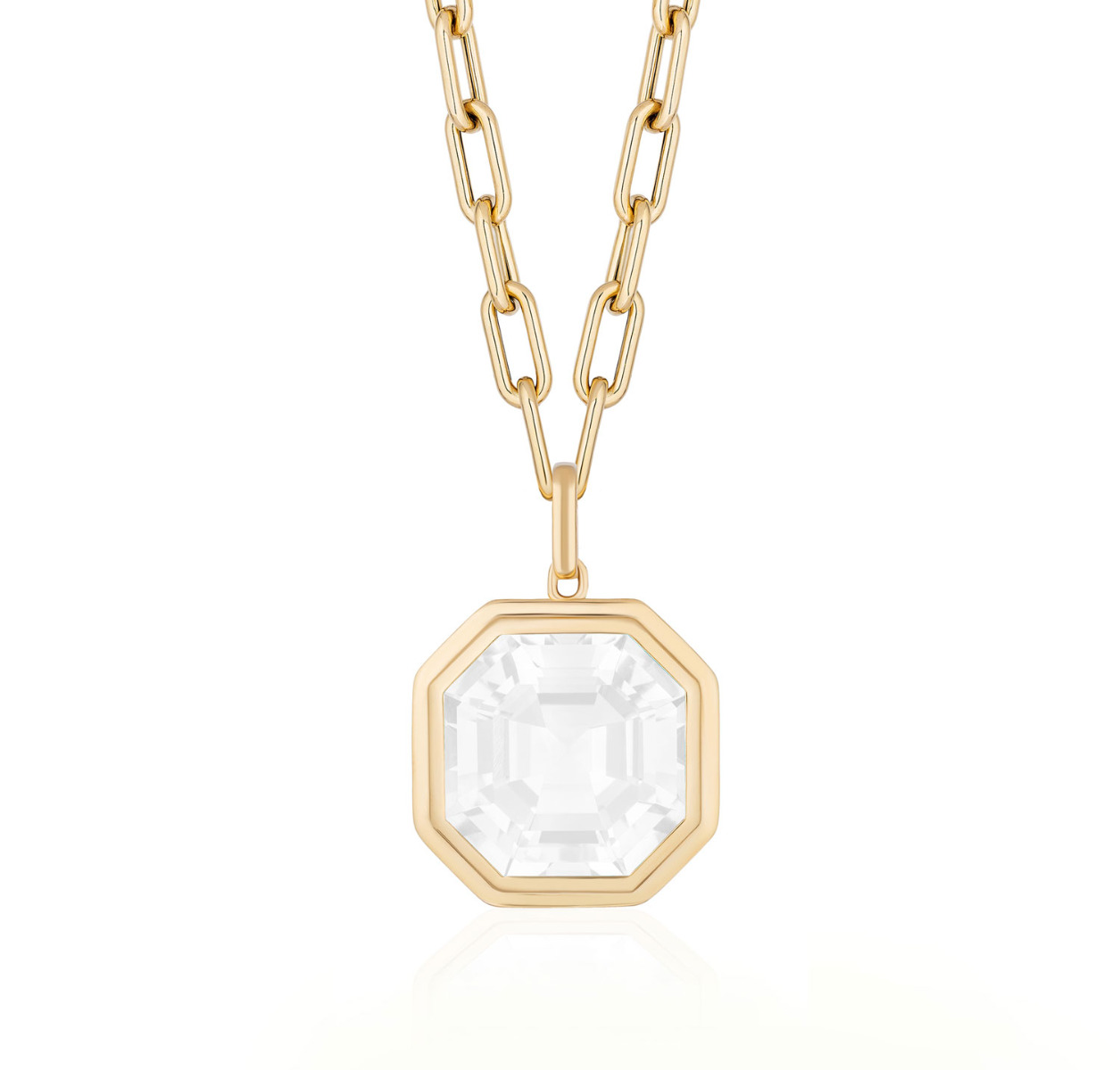 Goshwara "Manhattan" Asscher Cut Moon Quartz Pendant Necklace