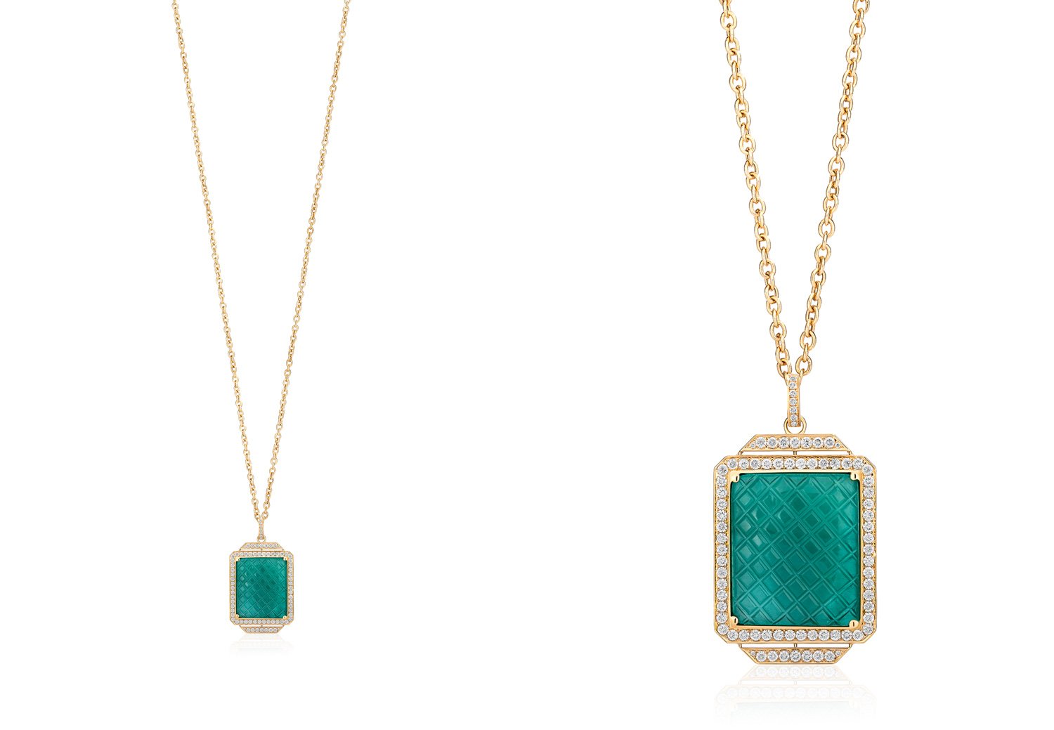 Goshwara "G-One" Emerald Pendant Necklace with Diamonds