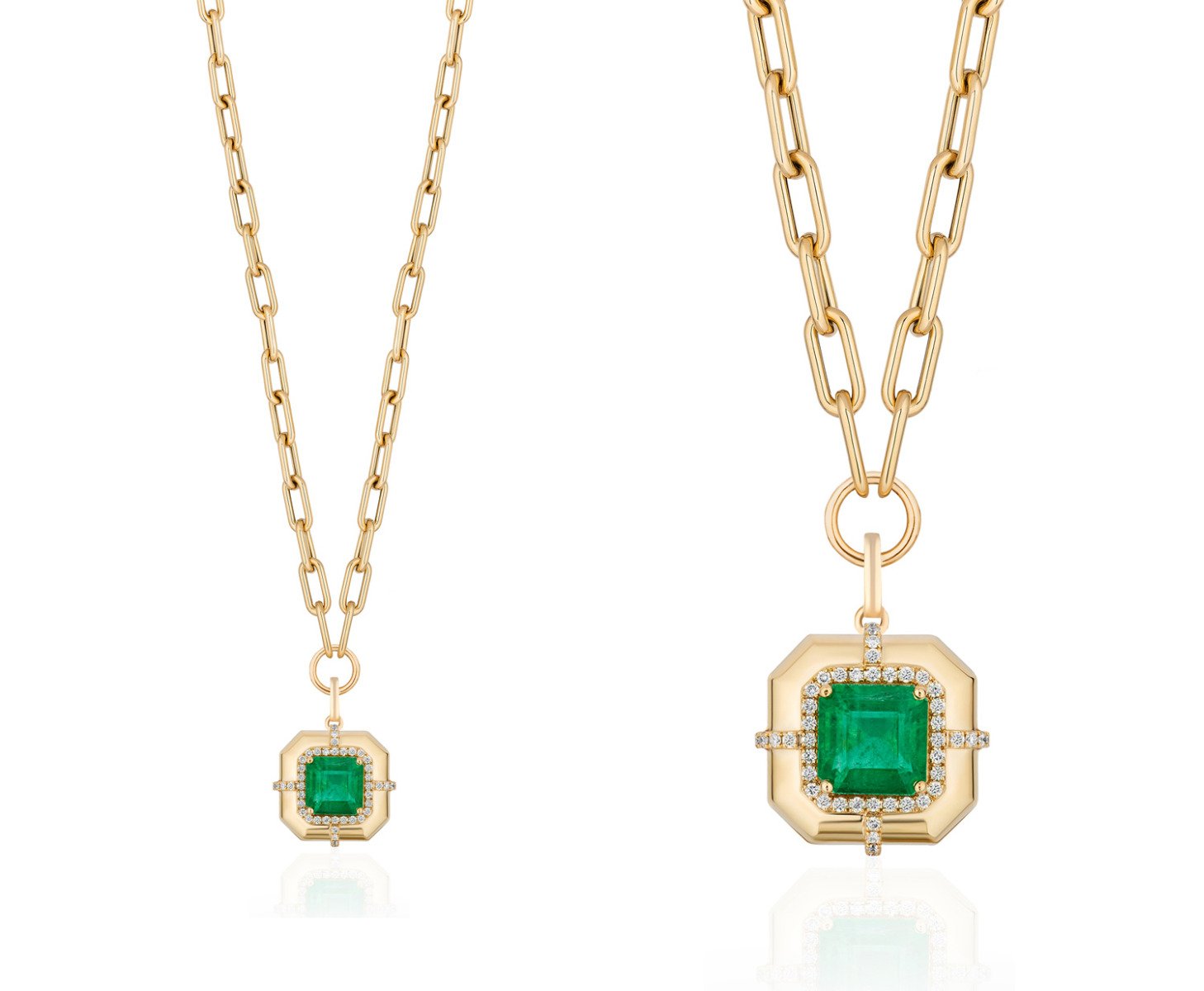 Goshwara "G-One" Emerald Pendant Necklace with Diamonds
