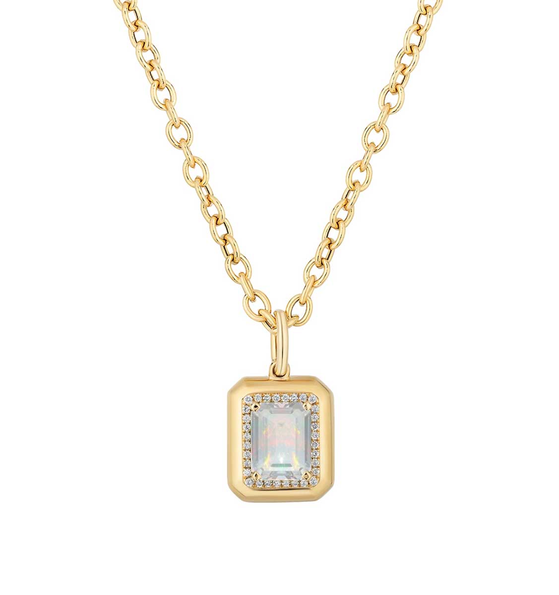 Limited Edition Opal & Diamond Pendant Necklace In 18kt Yellow Gold