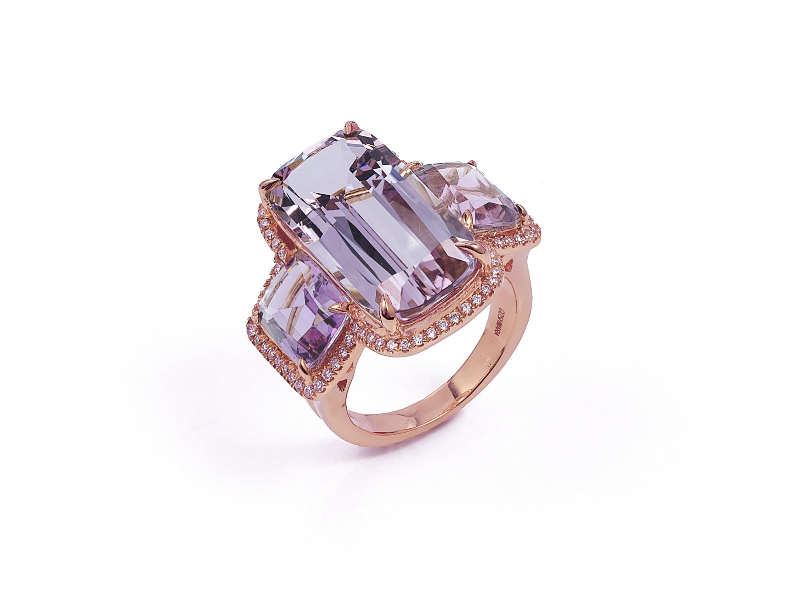 "Gossip" Amethyst Ring with Diamonds In 18kt Pink Gold