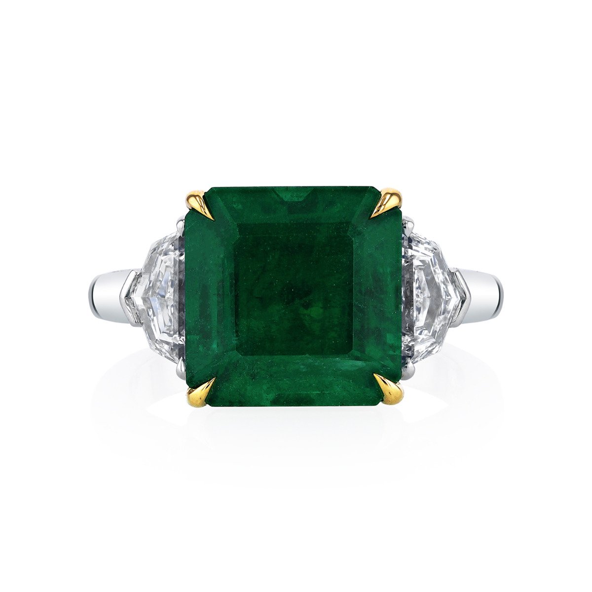 Louis Anthony Jewelers Emerald and Diamond Platinum Ring