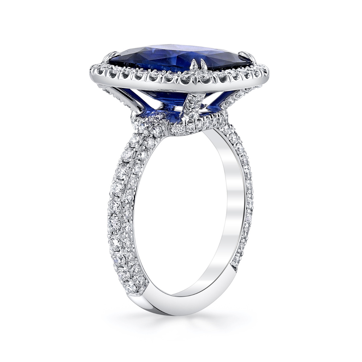 Louis Anthony Jewelers Blue Sapphire and Diamond Platinum Ring