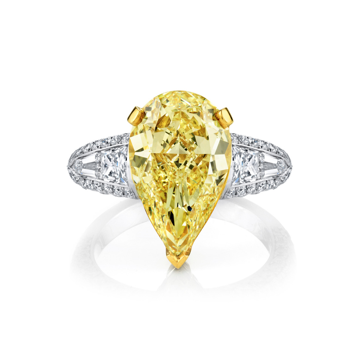 Louis Anthony Jewelers Fancy Yellow Diamond Platinum and 18kt Yellow Gold Ring 