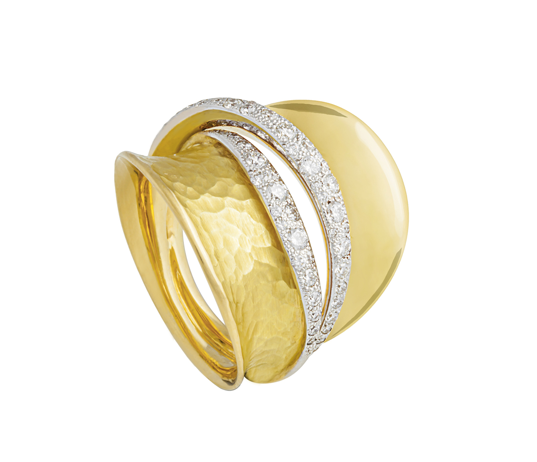 Vendorafa Diamond Ring In 18kt Yellow Gold