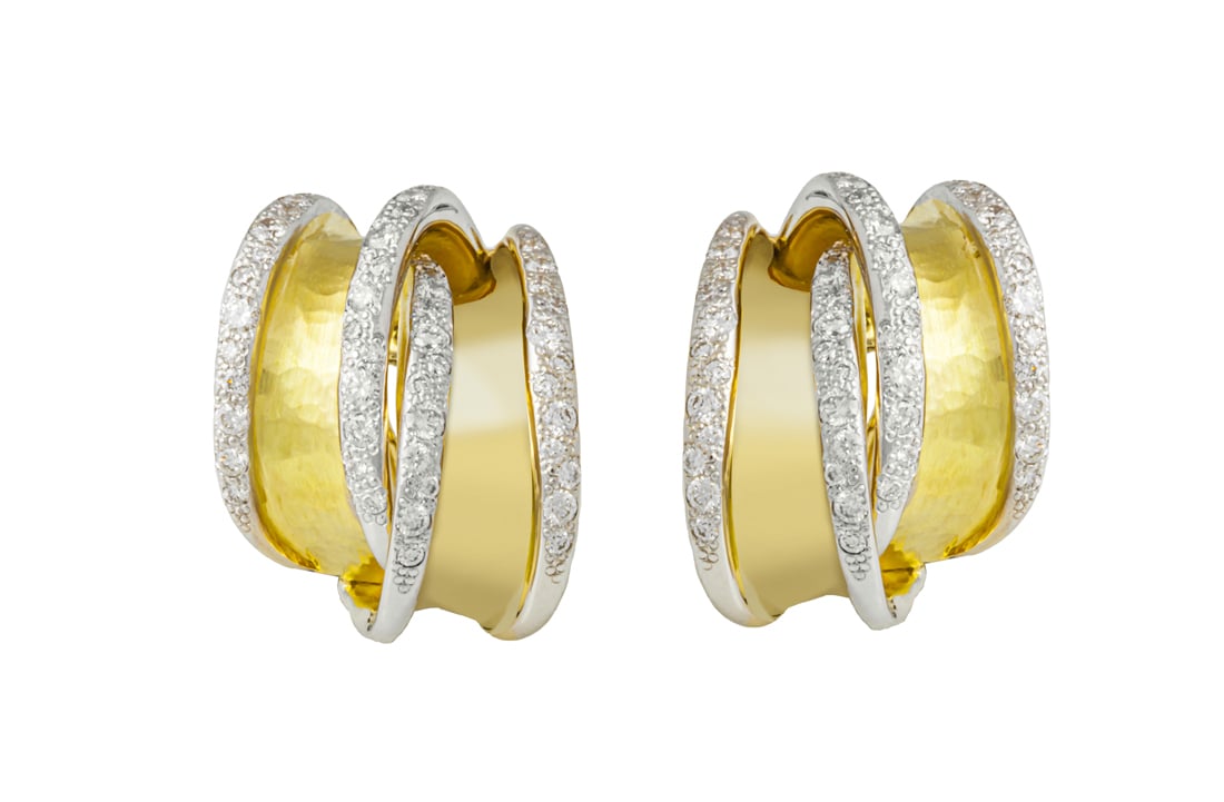 Vendorafa Diamond Hoop Earrings In 18kt Yellow Gold