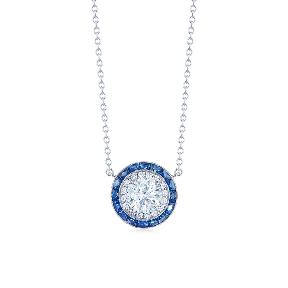 Silhouette 18kt Gold Pendant Necklace with Diamonds & Sapphires