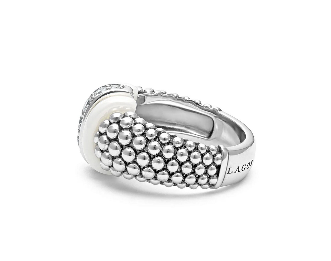 LAGOS "White Caviar" Ceramic Caviar Diamond Ring