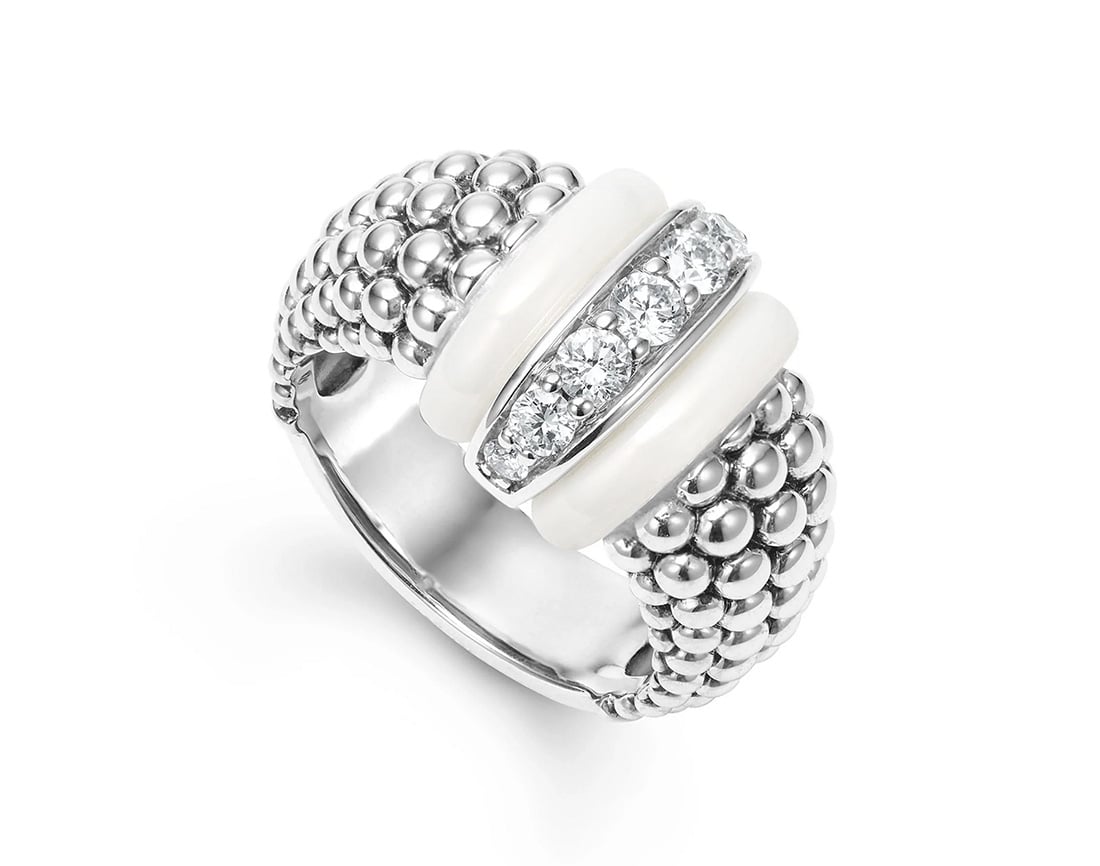 LAGOS "White Caviar" Ceramic Caviar Diamond Ring