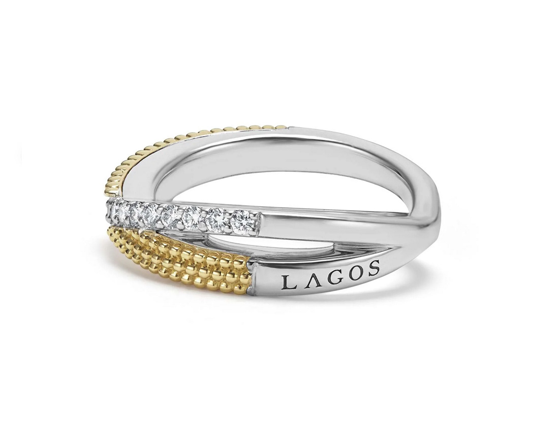 LAGOS "Caviar Lux" Two Tone X Diamond Ring (7)