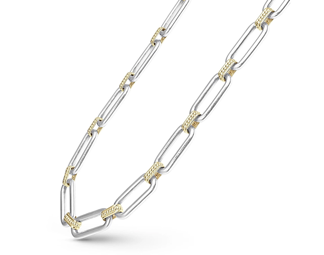 "Signature Caviar" Two Tone Link Necklace
