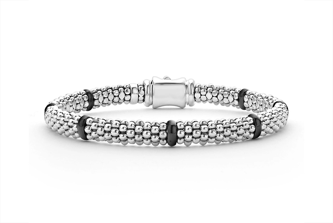 LAGOS "Black Caviar" Ceramic Station Caviar Bracelet, Size 7