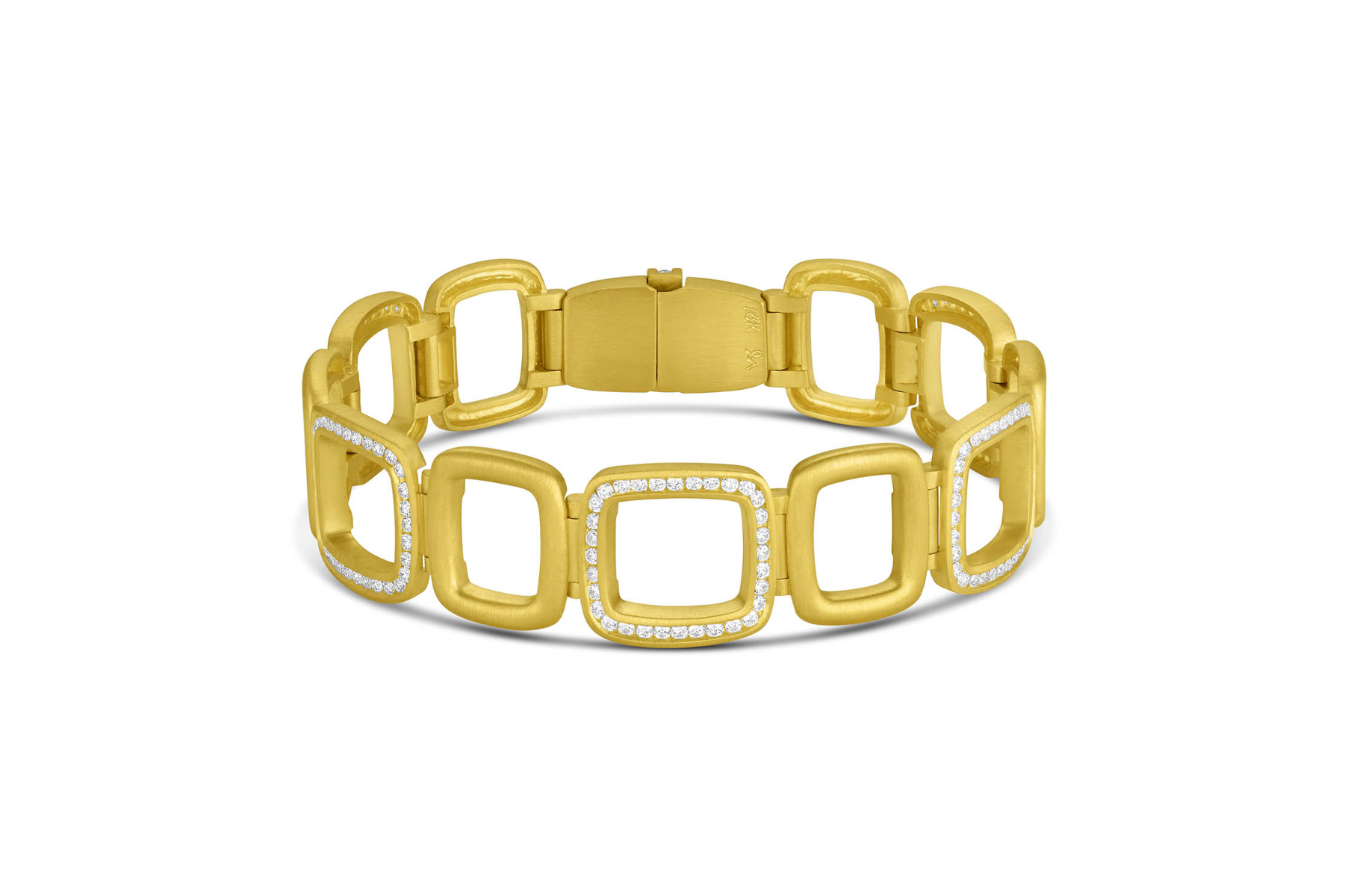 Cushion Link Diamond Bracelet in 18K Yellow Gold - Leigh Maxwell Jewelry