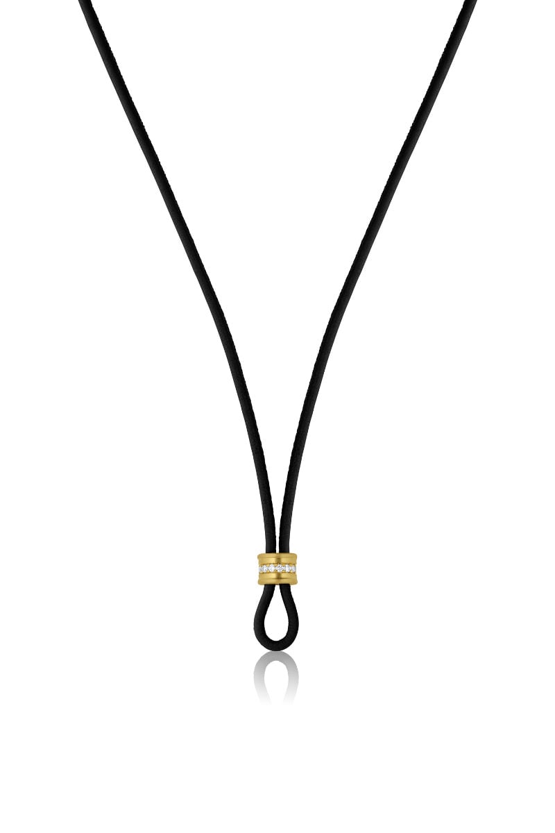 Leather Black Cord with Diamond Slider - Leigh Maxwell Jewelry