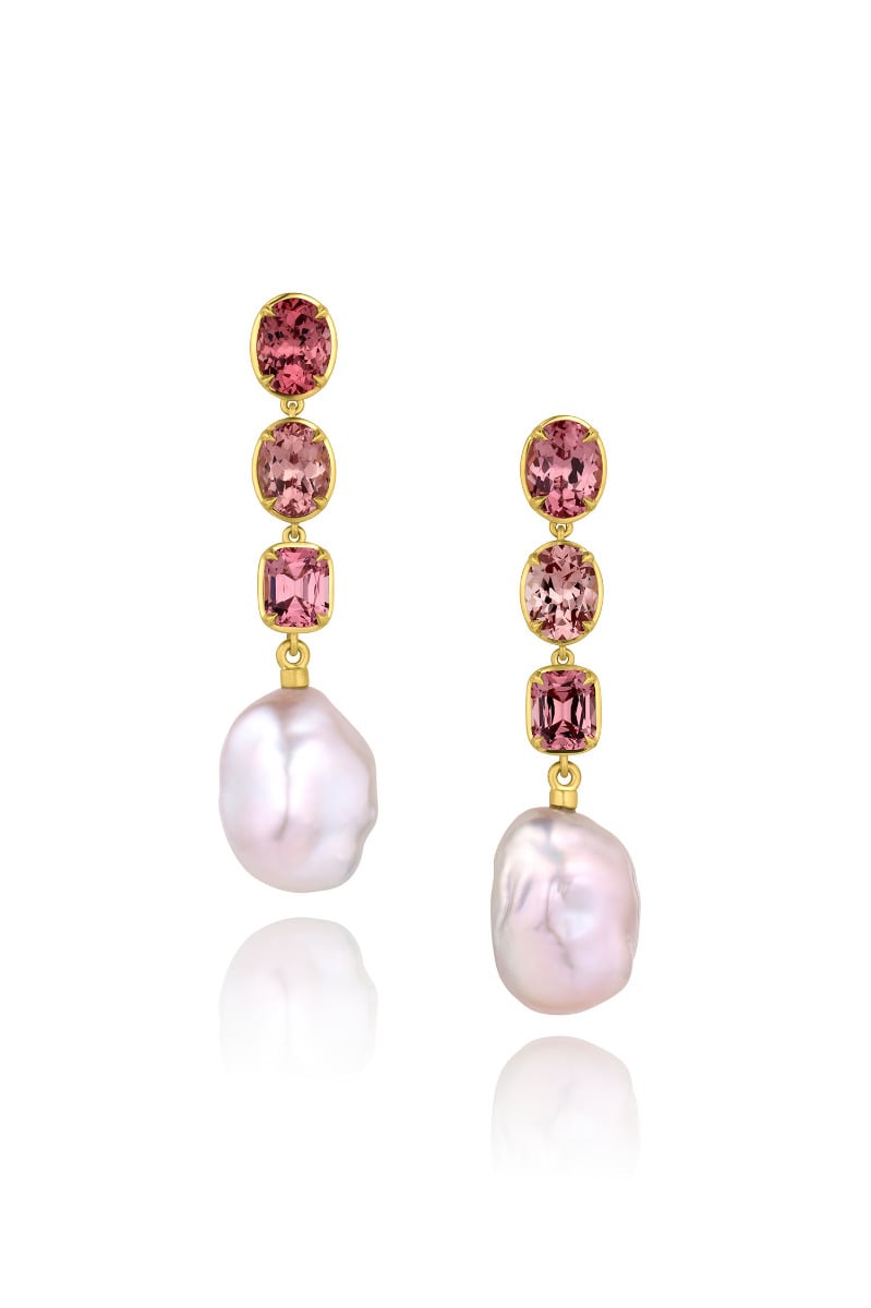 Malaya Garnet & Freshwater Pearl Earrings