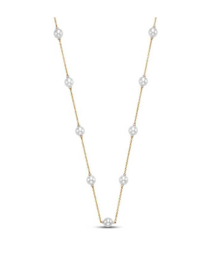 Mastoloni "Sorrento" Rondell Tin Cup Pearl & Diamond Necklace