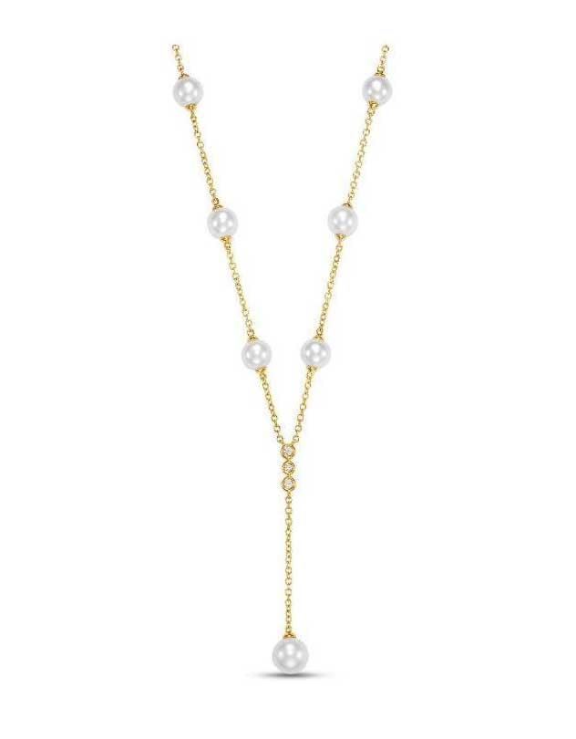 Mastoloni "Sorrento" Aida Diamond & Pearl Lariat Necklace
