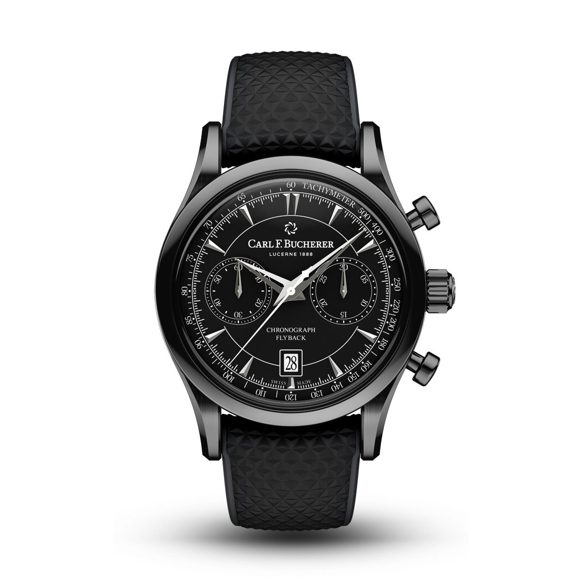 Carl F. Bucherer Manero Flyback Watch With Black Rubber Band