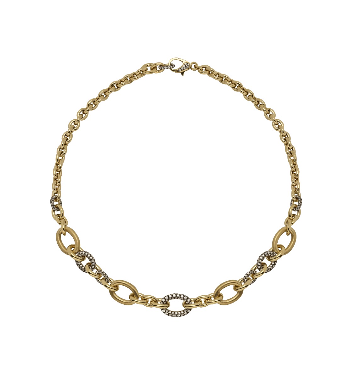Mariani Rolo Link Diamond Necklace in 18kt Yellow Gold