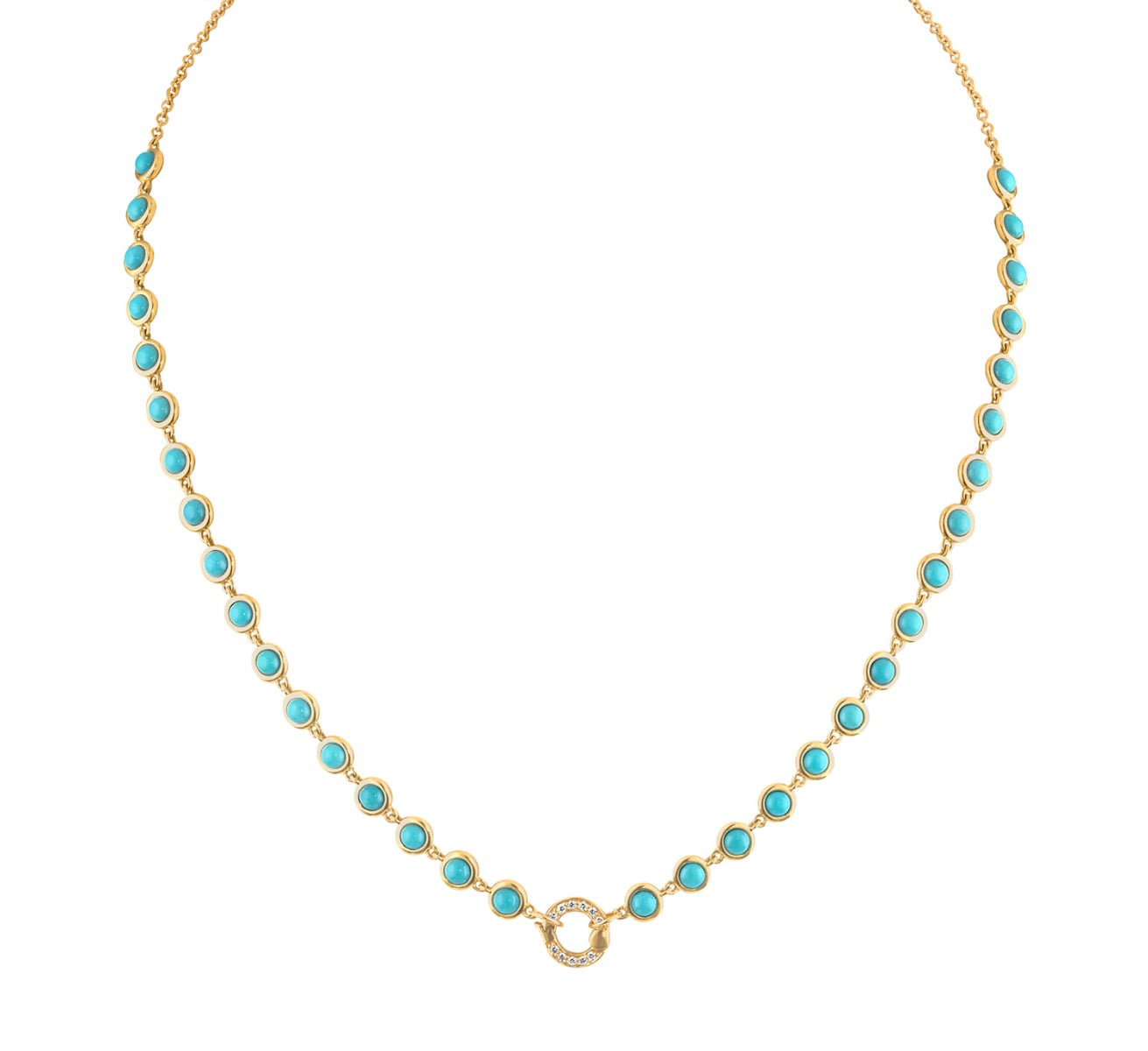 Turquoise Bezel Closure 22" Necklace