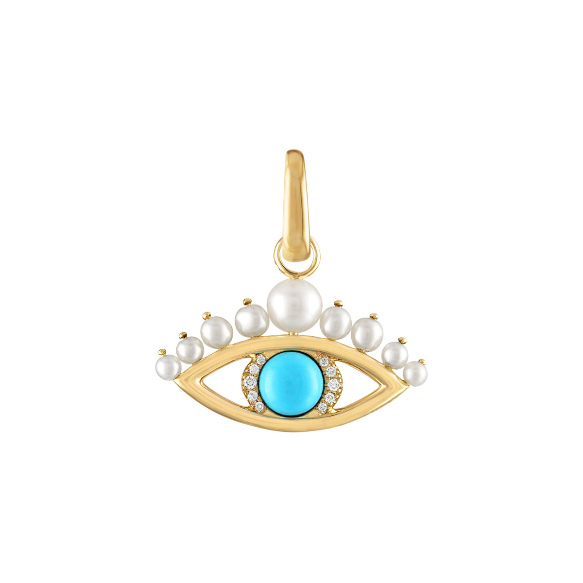 "Mantra" Protect Yourself Diamond, Pearl & Turquoise Pendant