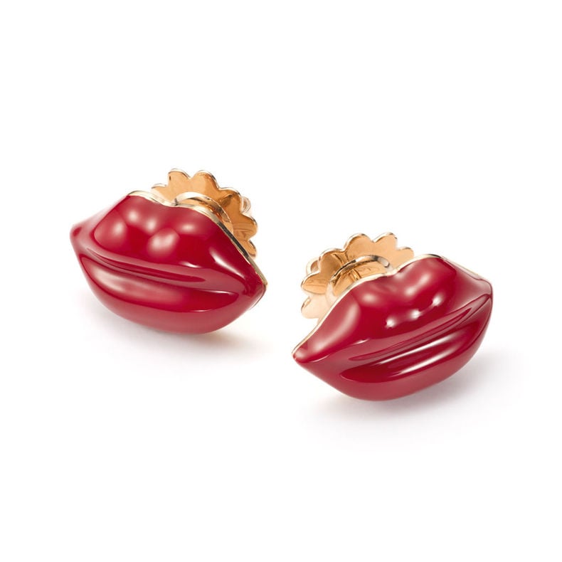"Lips" Red Enamel Earrings