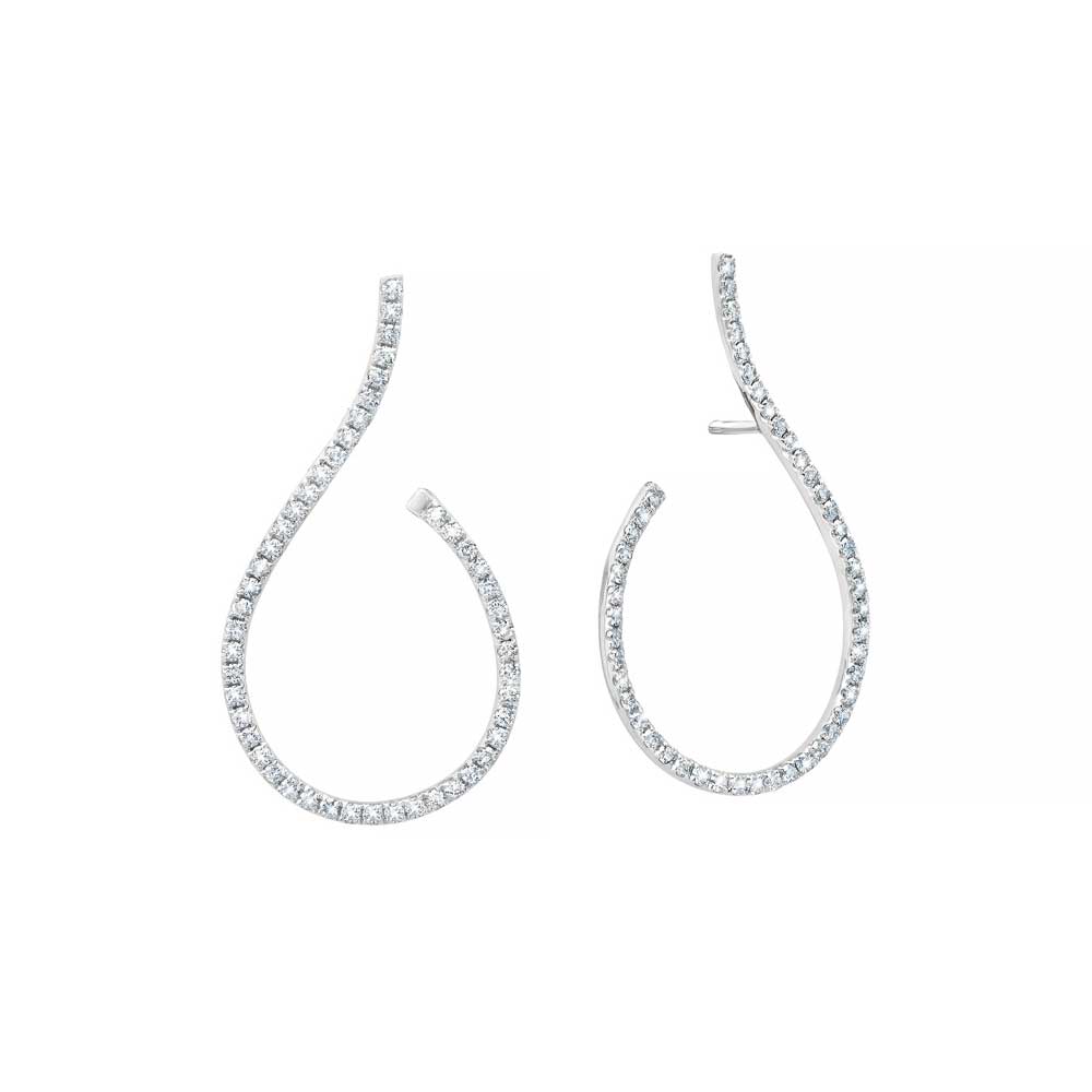 Graziela Gems Diamond Mega Swirl Earrings in 18kt White Gold