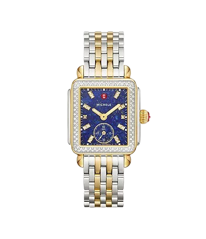 Michele Watches Deco Mid Two-Tone Diamond Stainless Steel Watch